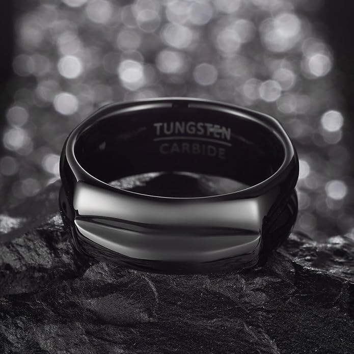 | Split-Face Band - 8mm Wide Precisionist Tungsten Ring for Men & Women | Wedding & Commitment