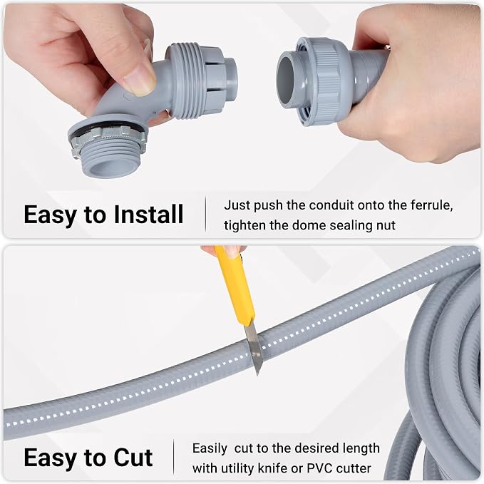 Neoaider 3/4 Inch 25FT Liquid Tight Conduit and Connector Kit | Flexible Non - Image 7
