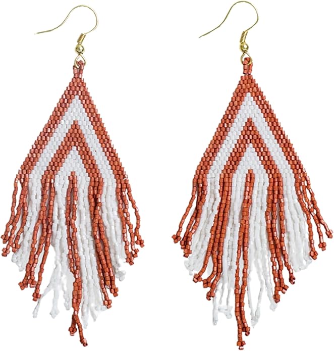 INK+ALLOY Game Day Earrings for Women, Luxe Beaded Fringe Earrings for Football Gameday Outfits, Handmade Jewelry for College Students, Team Gifts, Teachers, Football Moms