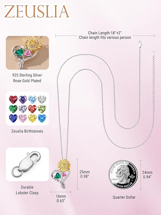 Valentine's Day Gifts for Wife 925 Sterling Silver Double Birthstone Pendant Necklaces I Love You for Always and Forever Necklace Anniversary Birthday Gifts for Wife Girlfriend Mom Her