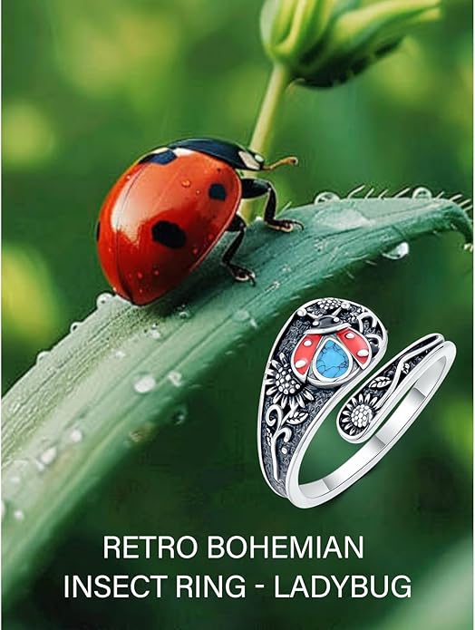 JKR Turquoise Spoon Rings for Women Sterling Silver Vintage Antique Thumb Ring Boho Jewelry Anniversary Birthday Gift for Wife Her Mom