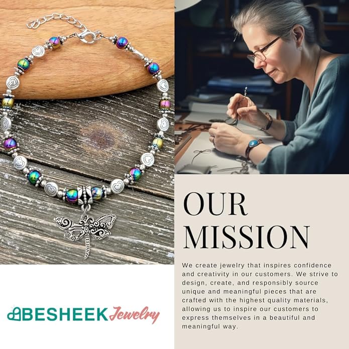 BESHEEK Rainbow Anklet Bracelet Hue Twisted Hematite and Round Artisan Beaded Anklet with Extension Handmade Hypoallergenic Beach Gala Wedding Style Jewelry
