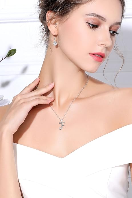 EUDORA Sterling Silver Initial Necklaces for Women, Classic 26 Letter Neckless Gifts for Girls, Sister, Mother Daughter, 18 inch Chain