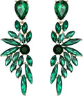 BriLove Women's Wedding Bridal Crystal Teardrop Multi Marquise Cluster Bling Dangle Earrings