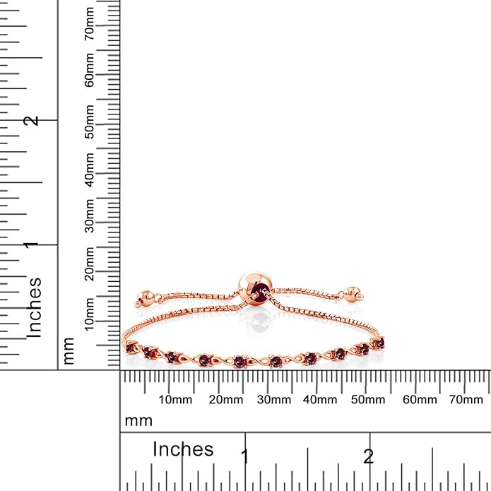 Gem Stone King Round Gemstone Birthstone Tennis Bracelet For Women | 925 Sterling Silver | 2.5MM Round | Fits Up To 9 Inch Wrist | Adjustable Bolo Bracelet For Women | Easy-On Easy-Off