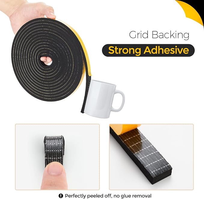 Ravinte Weather Stripping Door Seal, 1/2 x 3/8 Adhesive Foam Tape, 13 FT | - Image 2