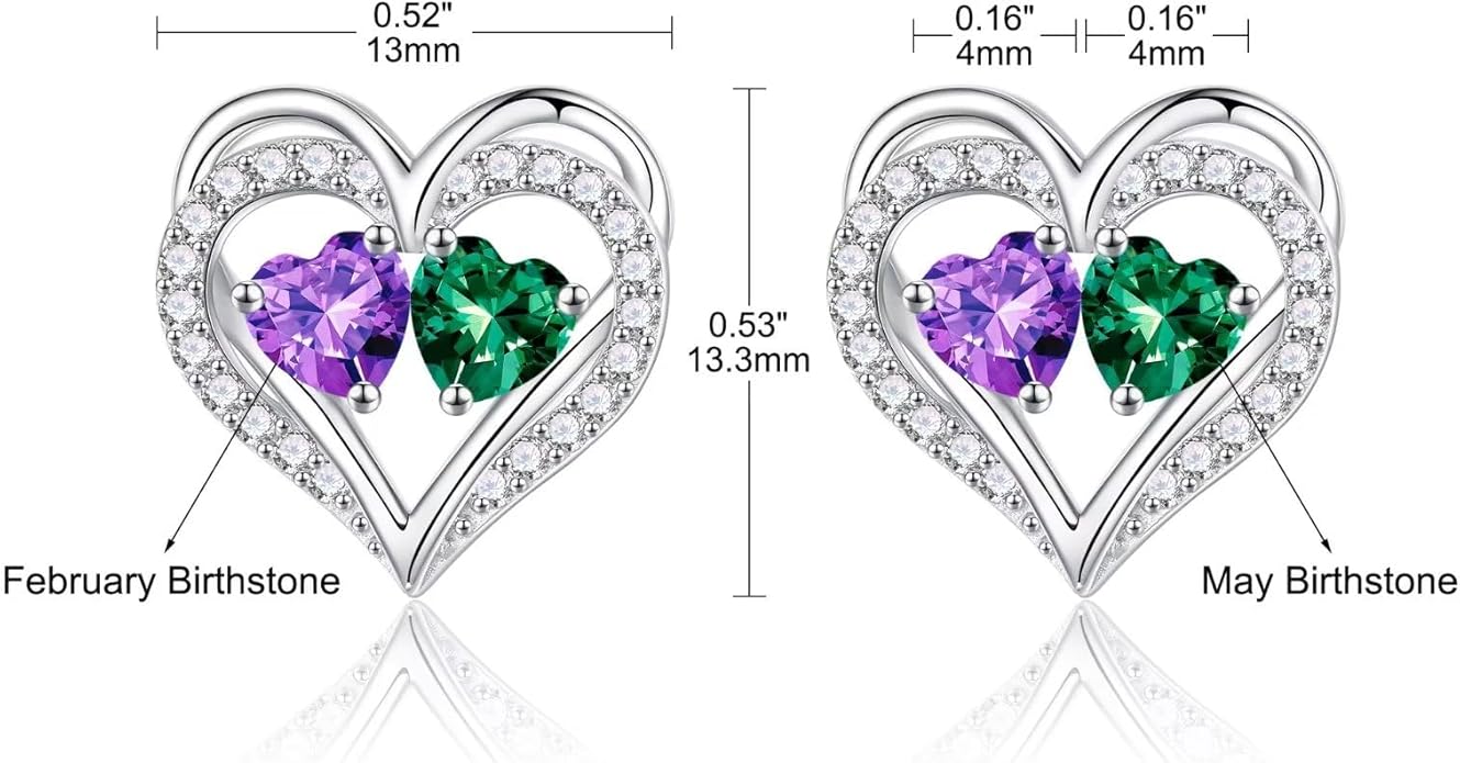 Iefil Valentines Day Gifts for Her - 925 Sterling Silver Birthstone Earrings, Anniversary Birthday Gifts for Women Wife Girlfriend Mom