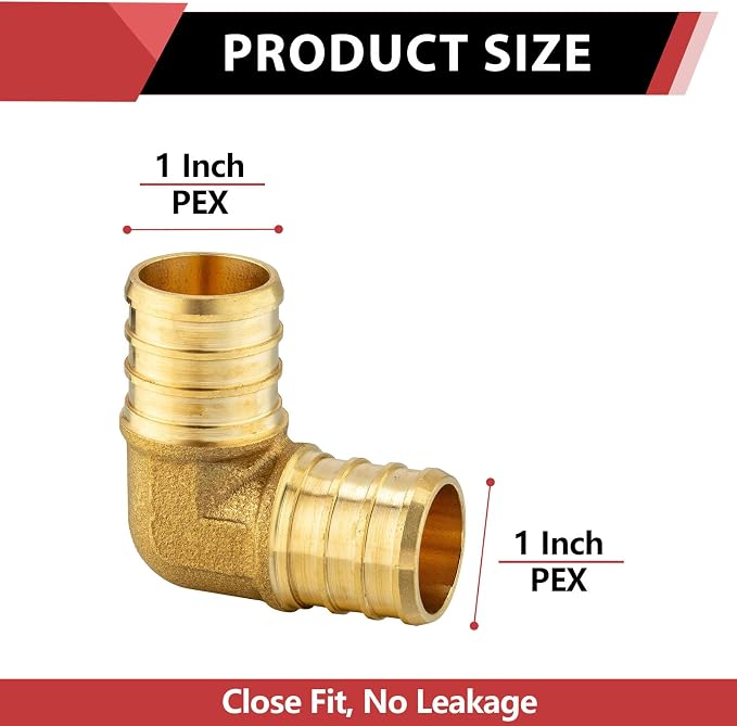 25 PACK EFIELD 1-Inch Pex Elbow Barb Crimp Brass Fitting | - Image 2