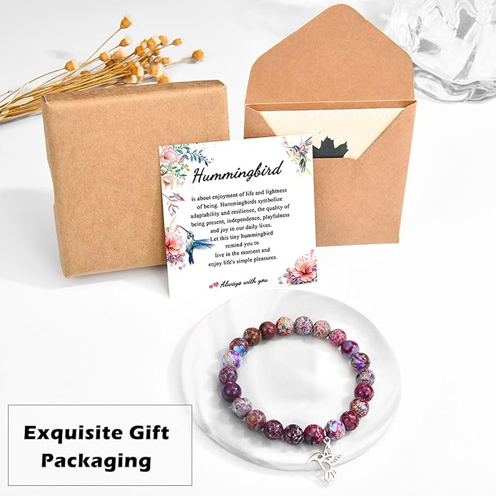 Leyung Hummingbird Gifts for Women, Inspirational Hummingbird Bracelet Jewelry Gifts, Christmas Birthday Retirement Gifts for Her Women Friends Sisters Mom