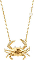 MEVECCO Dainty Gold Pendent Necklace for Women 18K Gold Plated Pearl CZ Starfish Seashell Conch Star Crab Boho Handmade Ocean Chain Necklace Summer Beach Jewelry Gift