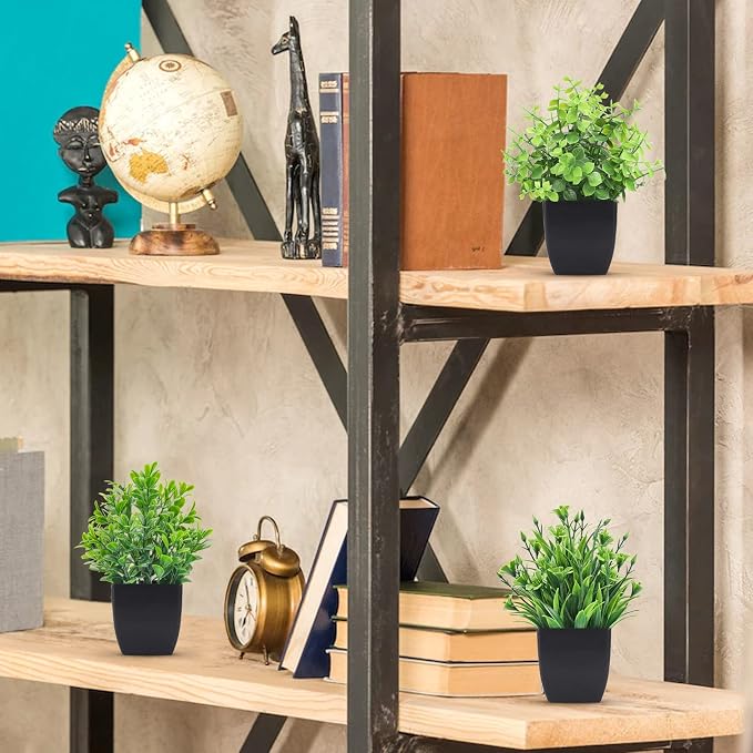 Der Rose 6 Pack Small Artificial Plants in Black Pots, Bathroom Home Decor | - Image 6