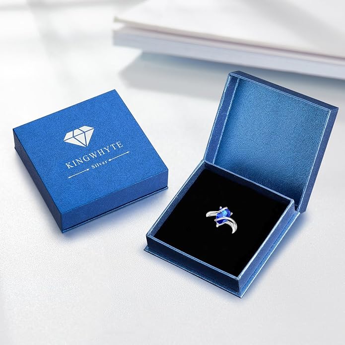 KINGWHYTE Adjustable Rings for Women Teardrop Pear Ring 925 Sterling Silver 0.85ct Teardrop Cubic Zirconia Open AdjustableThumb Ring for Women