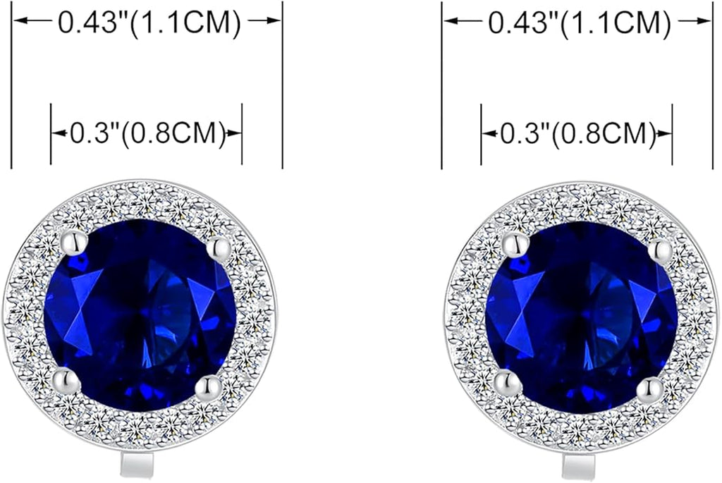 YOQUCOL 8MM Cubic Zirconia Crystal Clip On Stud Earrings Round Non Pierced Earrings for Women