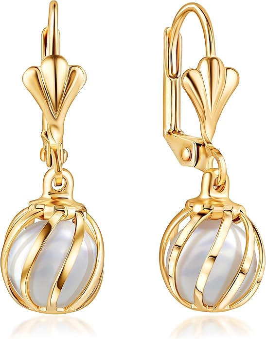 Barzel 18K Gold Plated Pearl Dangling Drop Earrings