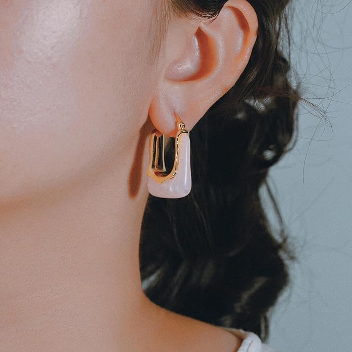 Acrylic Hoop Earrings Chunky Huggie Statement Vintage Earrings Cute Resin Drop Earring Trendy Jewelry Gifts for Women