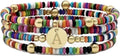 Set of 4 Colorful Bead Initial Bracelets, Personalized Stackable Jewelry, Adjustable Stretchy Charm Bracelets for Women, Beaded Bracelet Set, Trendy Custom Jewelry Gift