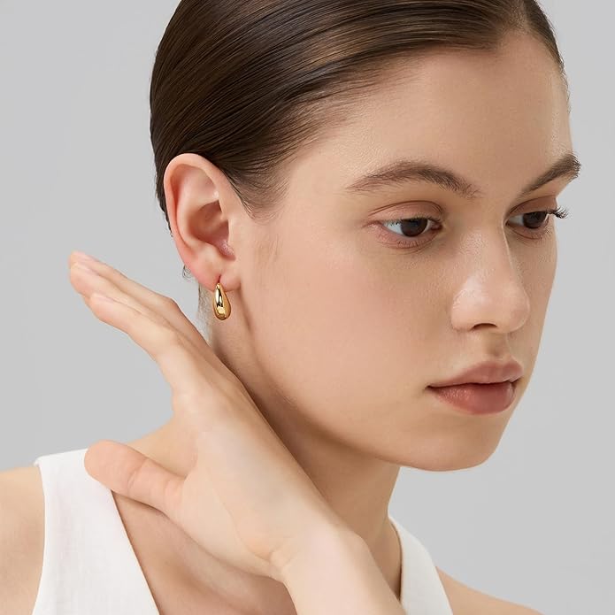 18K Gold Plated Huggie Hoop Earrings for Women, 925 Sterling Silver Post, Hypoallergenic Small Earrings
