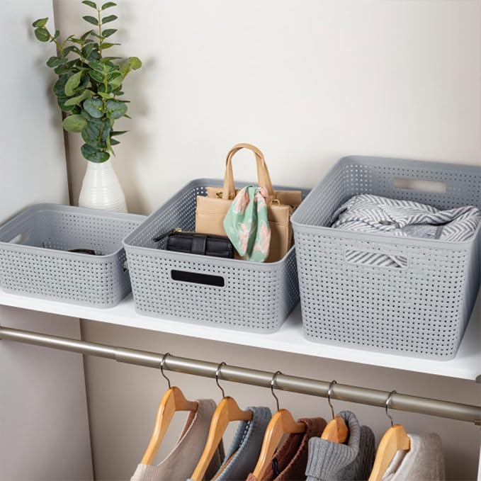 Sterilite Tall Basket, Woven Plastic Storage Organizer Bin, Office and Shelf - Image 6