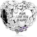 Family Mom Heart Charms 925 Sterling Silver Bead for Bracelets and Necklaces For Women Jewelry Present