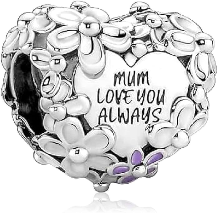 Family Mom Heart Charms 925 Sterling Silver Bead for Bracelets and Necklaces For Women Jewelry Present
