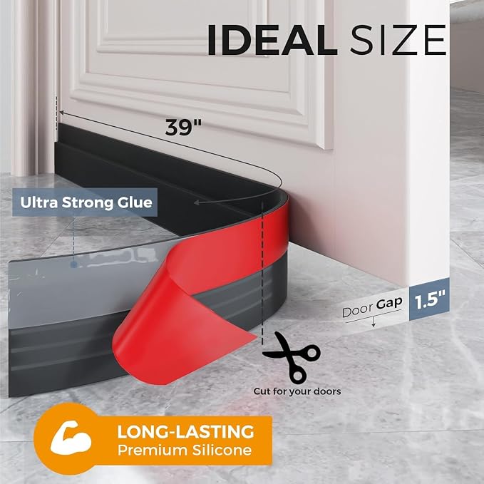 Grotheory 4 Pack Door Draft Stopper, Door Sweep, Weather Stripping Seal | - Image 4