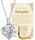 Beam & Bask Adult Daughter Necklace from Mom Dad, Birthday Wedding Graduation Pendant for Daughter from Mother Father, Silver Moissanite Jewelry for Her