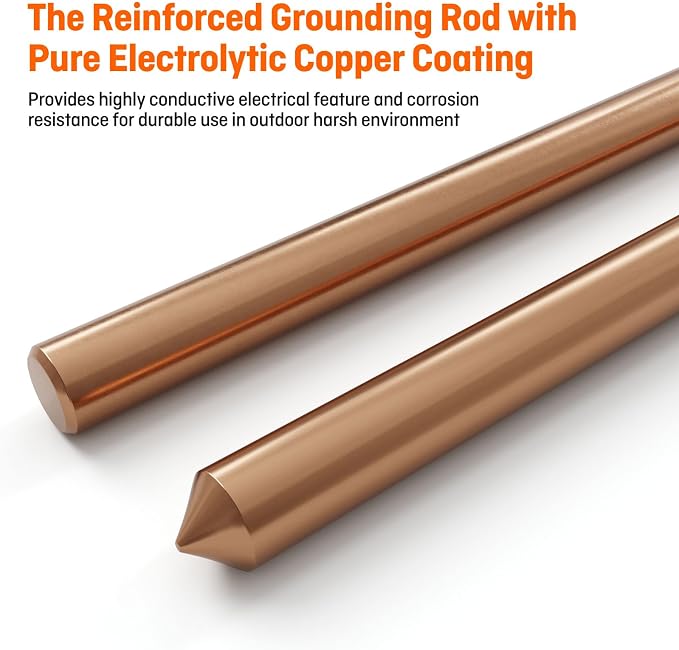 6 Feet Ground Rod Kit 1/2" Copper Clad Grounding Rod - Image 3