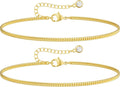 DEARMAY Dainty 14K Gold Plated Ankle Bracelets for Women, Waterproof 14K Gold Plated Link Chain Anklets Non Tarnish Set Pack Summer Beach Jewelry Gift
