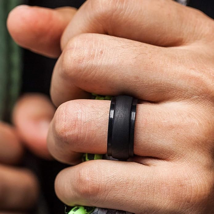 ThunderFit Men's Silicone Rings 10mm Wide 2.5mm Thick Rubber Bands, Breathable, Variety Multipack 1-10