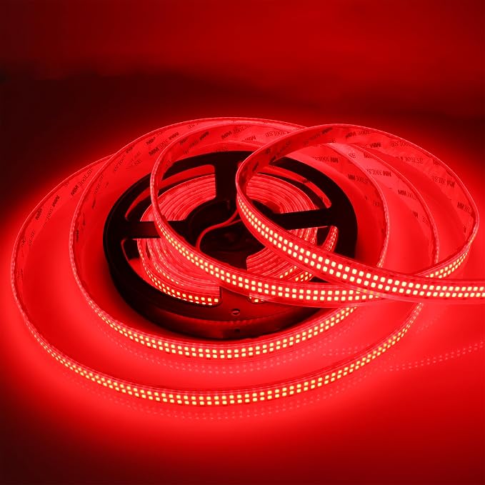 12V Red LED Strip Lights 16.4ft Double Row 2400LEDs Waterproof IP67 | SMD 2835 - Image 2