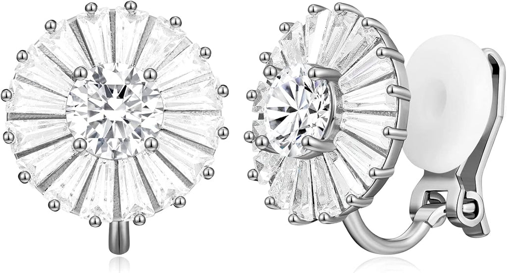 Clip on Earrings Women, 14K Gold Hoop Clip-On Earrings for Women, Hypoallergenic Non Pierced Croissant Earrings