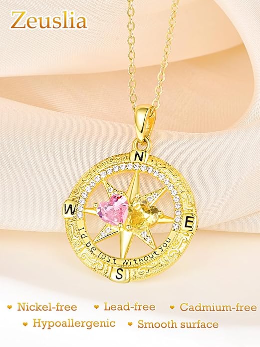 Valentine's Day Gifts for Wife 925 Sterling Silver Double Birthstone Pendant Necklaces I Love You for Always and Forever Necklace Anniversary Birthday Gifts for Wife Girlfriend Mom Her