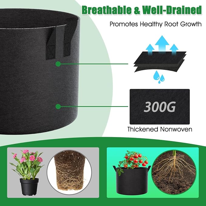 15 Gallon Plant Grow Bags 8 Pack 300G Fabric Pots - Image 3