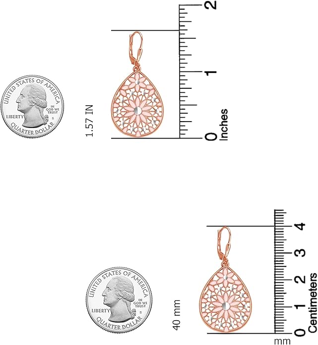 LeCalla 925 Sterling Silver Teardrop Drop Earrings for Womens | Lightweight Italian Minimalist Teardrop Filigree Earrings | Filigree Circle Drop Dangle Earrings for Women Birthday Gift