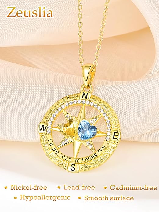 Valentine's Day Gifts for Wife 925 Sterling Silver Double Birthstone Pendant Necklaces I Love You for Always and Forever Necklace Anniversary Birthday Gifts for Wife Girlfriend Mom Her