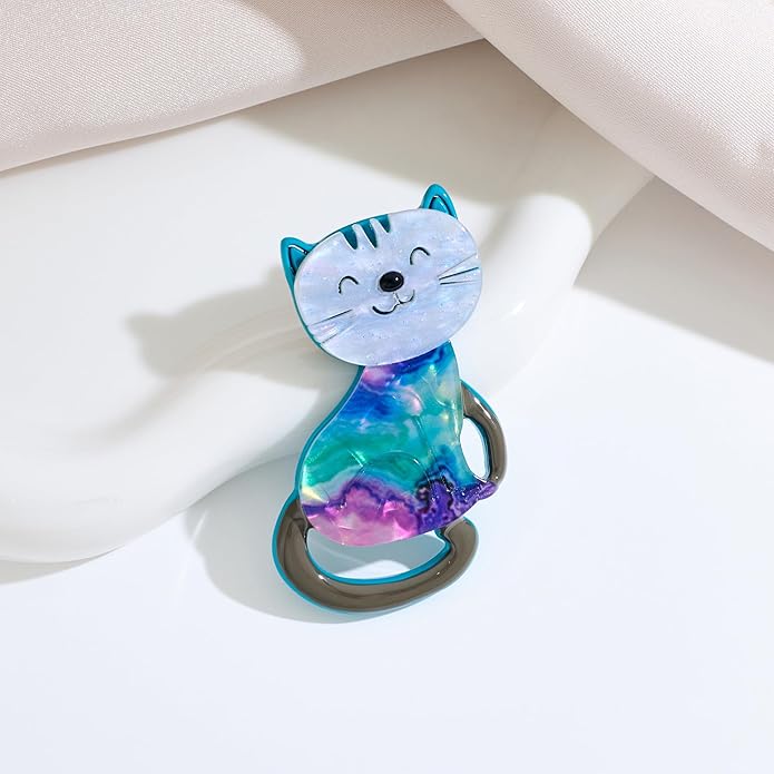 Cat Brooch Pin for Women Acrylic Lovely Cat Brooch for Clothes Bags Backpacks Animal Brooch Pin Accessory Gift