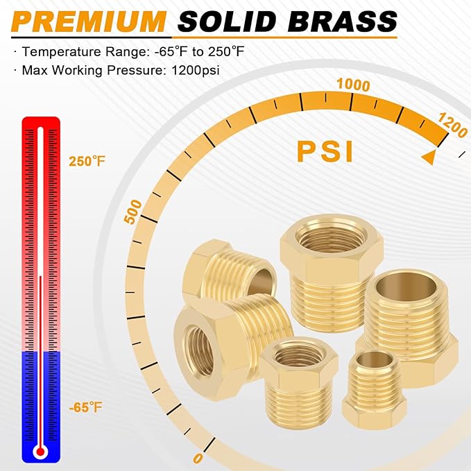 KOOTANS 4pcs Heavy Duty 1/2 NPT Male Thread to 1/4 NPT Female Thread Brass - Image 4