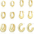 6 Pairs Gold Hoop Earrings Set for Women, 14K Gold Plated Small Huggie Hoops Earrings Hypoallergenic, Lightweight Tiny Cartilage Piercings Earrings Jewelry for Women Gifts.