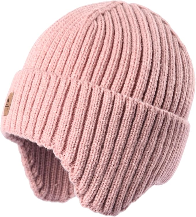 Baby Beanie Fleece Lined Toddler Winter Hat with Ear Flaps Little Girls Boys Warm Hats Cute Beanies for Kids