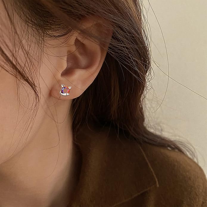 KINGWHYTE Fox Earrings 925 Sterling Silver Animals Earrings Cute Crystal Fox Stud Earrings Hypoallergenic Earrings Birthday Christmas Jewelry Gifts for Women