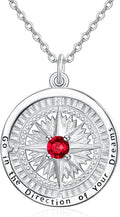 KINGWHYTE Graduation Gifts Birthstone Necklace for Women 925 Sterling Silver Compass Pendant Go in the Direction of your Dream Travel Jewelry Birthday Gift for Her