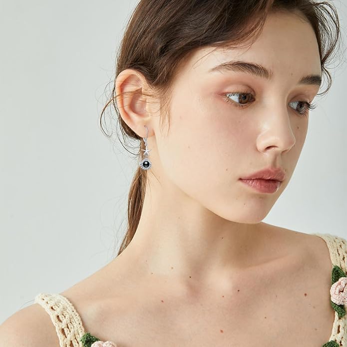 VONALA Silver/Gold Seashell Pearl Dangle Earrings 925 Sterling Silver Beach Drop Dangle Earrings Starfish Leverback Earrings Ocean Jewelry Gifts for Women