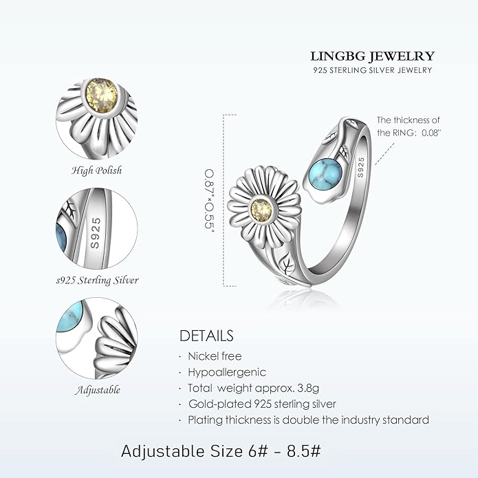 Spoon Rings for Women 925 Sterling Silver Sunflower Adjustable Thumb Spoon Rings Celtic Knot Promise Engagement Statement Boho Vintage Finger Open Antique Rings Jewelry