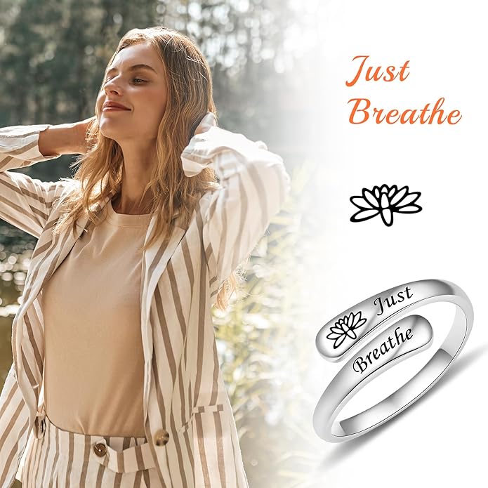 Fookduoduo 925 Sterling Silver Ring Inspirational Jewelry adjustable Wrap Open Rings for Women