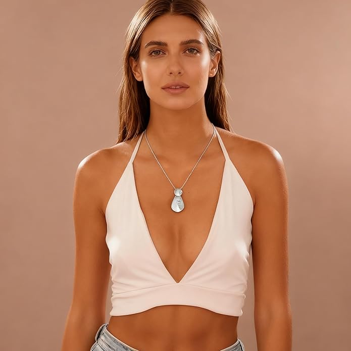 YUJIE Hammered Geometric Necklace Gold Plated Round & Teardrop Pendant Adjustable Chain Chic Elegant Jewelry