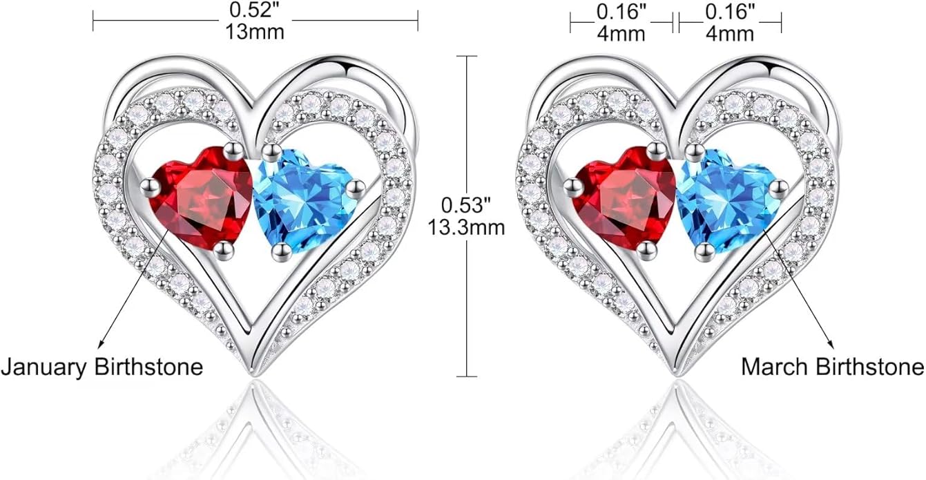 Iefil Valentines Day Gifts for Her - 925 Sterling Silver Birthstone Earrings, Anniversary Birthday Gifts for Women Wife Girlfriend Mom