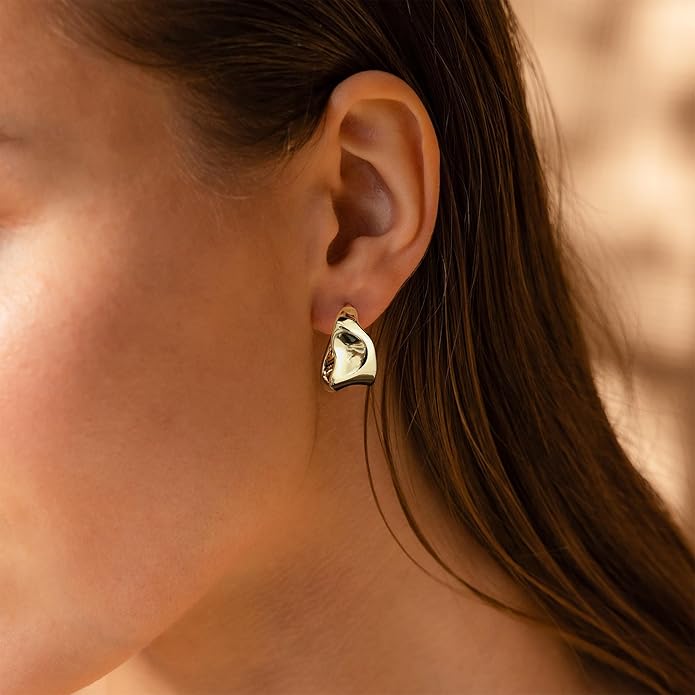 Trendy Gold Plated Knot Earrings for Women Chunky Statement Drop Dangle Earrings Lightweight Hypoallergenic Fashion Accessories Gold Jewelry Gifts for Womens