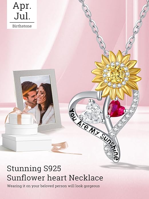 Valentine's Day Gifts for Wife 925 Sterling Silver Double Birthstone Pendant Necklaces I Love You for Always and Forever Necklace Anniversary Birthday Gifts for Wife Girlfriend Mom Her