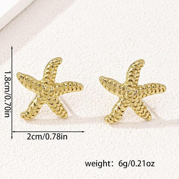 Starfish Stud Earrings for Women Gold Starfish Trendy Drop Dangle Earrings Hypoallergenic Summer Beach Ocean Jewelry