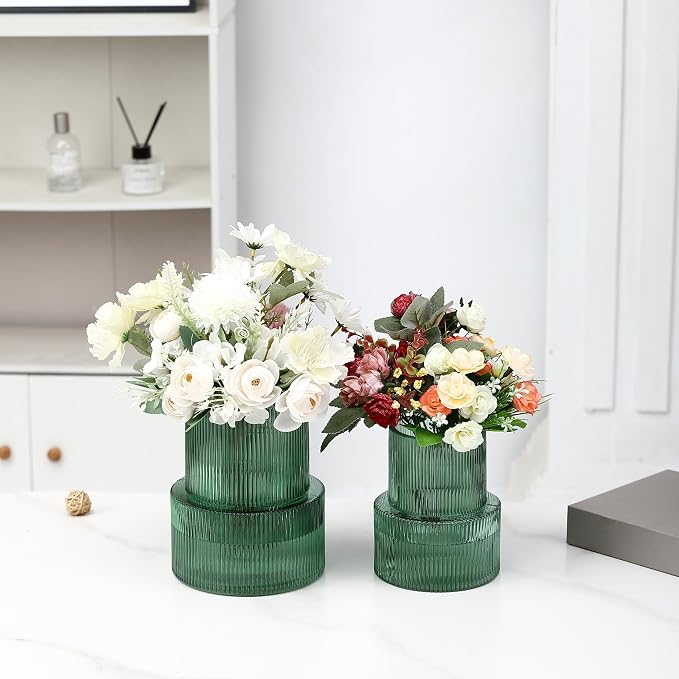 Ribbed Glass Vases for Bouquet, Modern Vase for Living Room, Coffe Table - Image 5